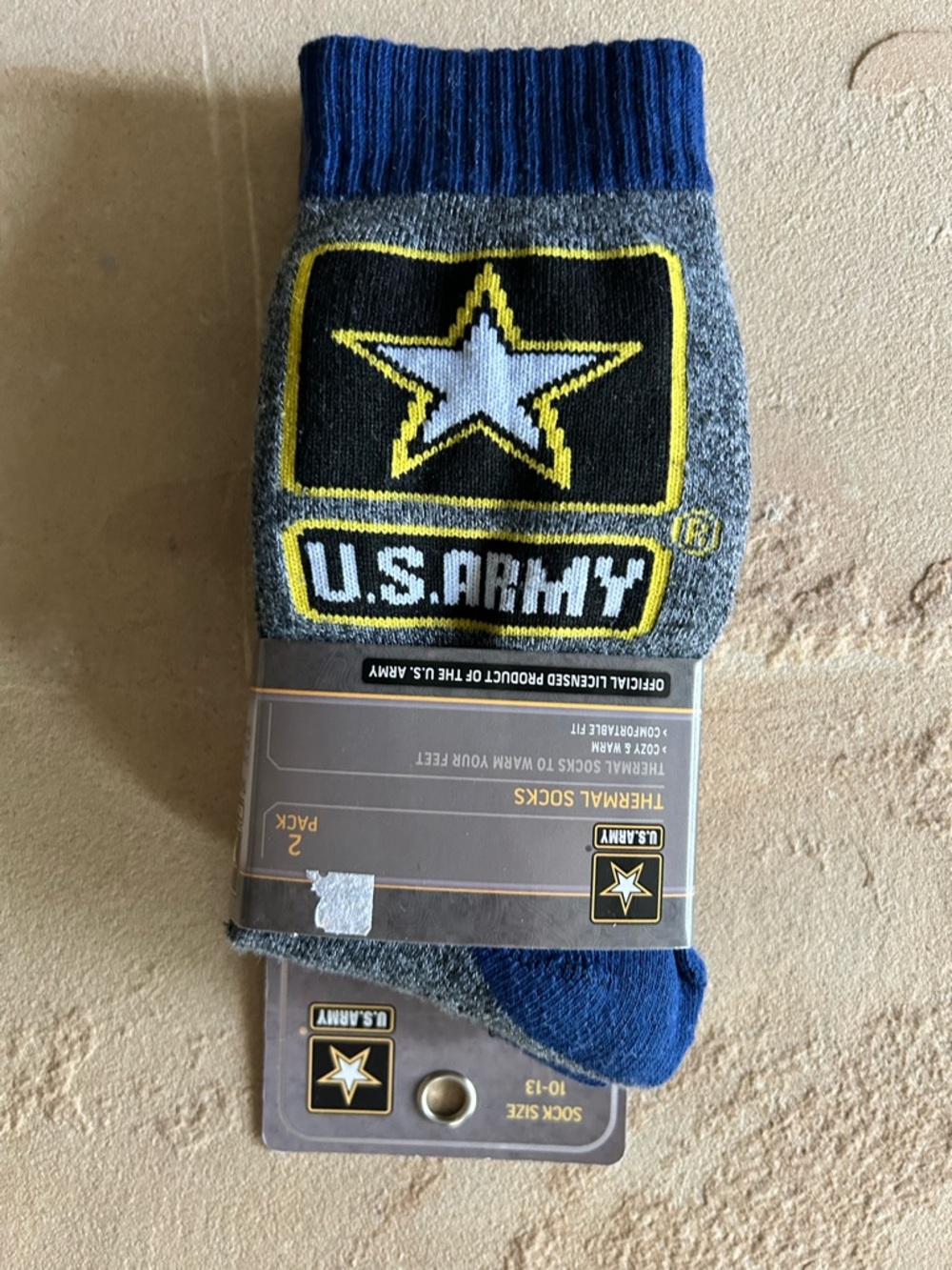 U.S. Army Crew Socks‎ in Gray, Blue & Yellow Star Logo